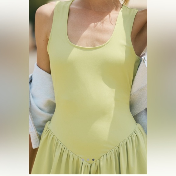 NWT Daily Practice by Anthropologie bubble-hem mini dress in lime green XS NWT Daily Practice by Anthropologie bubble-hem mini dress in lime green XS